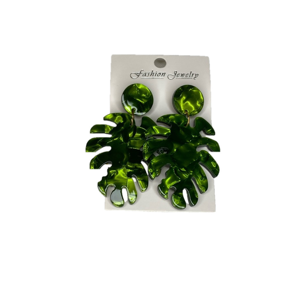 Fashion Jewelry Palm Tree Leaf Drop Earrings – Green – NWOT